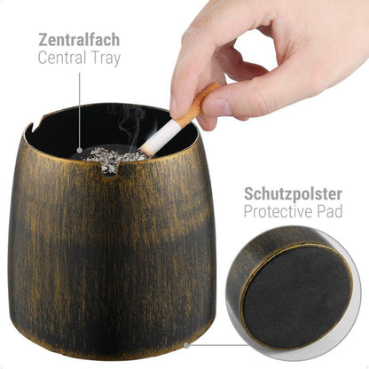 Großer Windaschenbecher mit Deckel aus Edelstahl für Innen und Außen