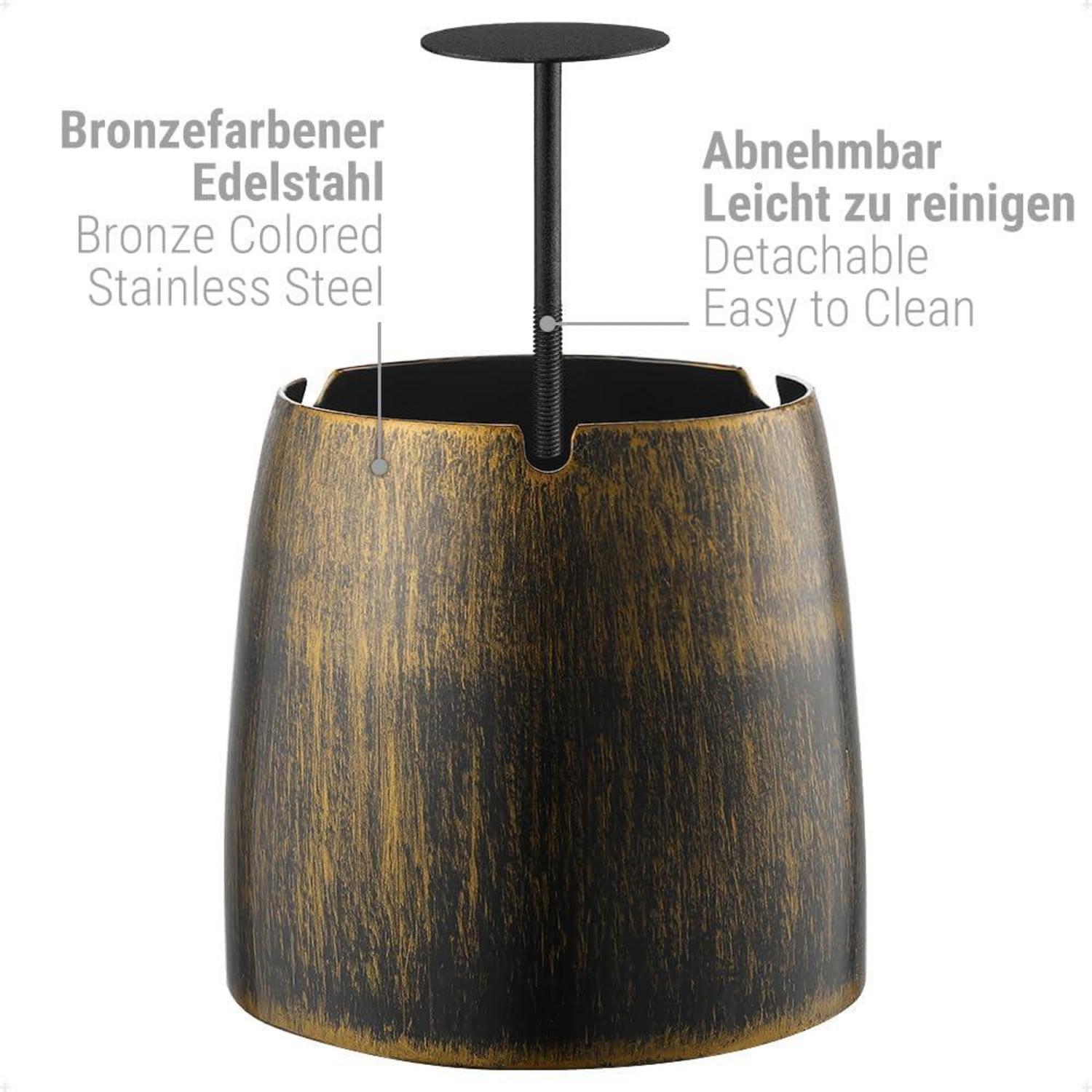 Aschenbecher Edelstahl XL Wind- und Regensicher Bronze