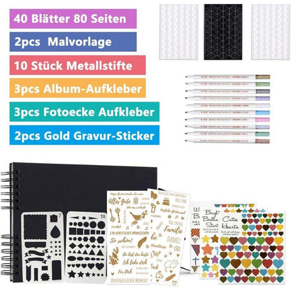 Schwarzes Fotoalbum DIY 80 Seiten Abschluss Hochzeit