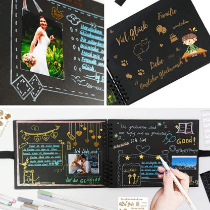 Schwarzes Fotoalbum DIY 80 Seiten Abschluss Hochzeit
