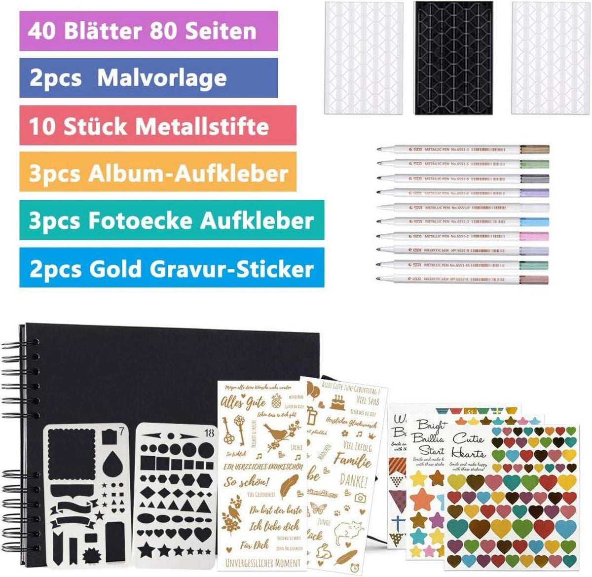 Schwarzes Fotoalbum DIY 80 Seiten Abschluss Hochzeit