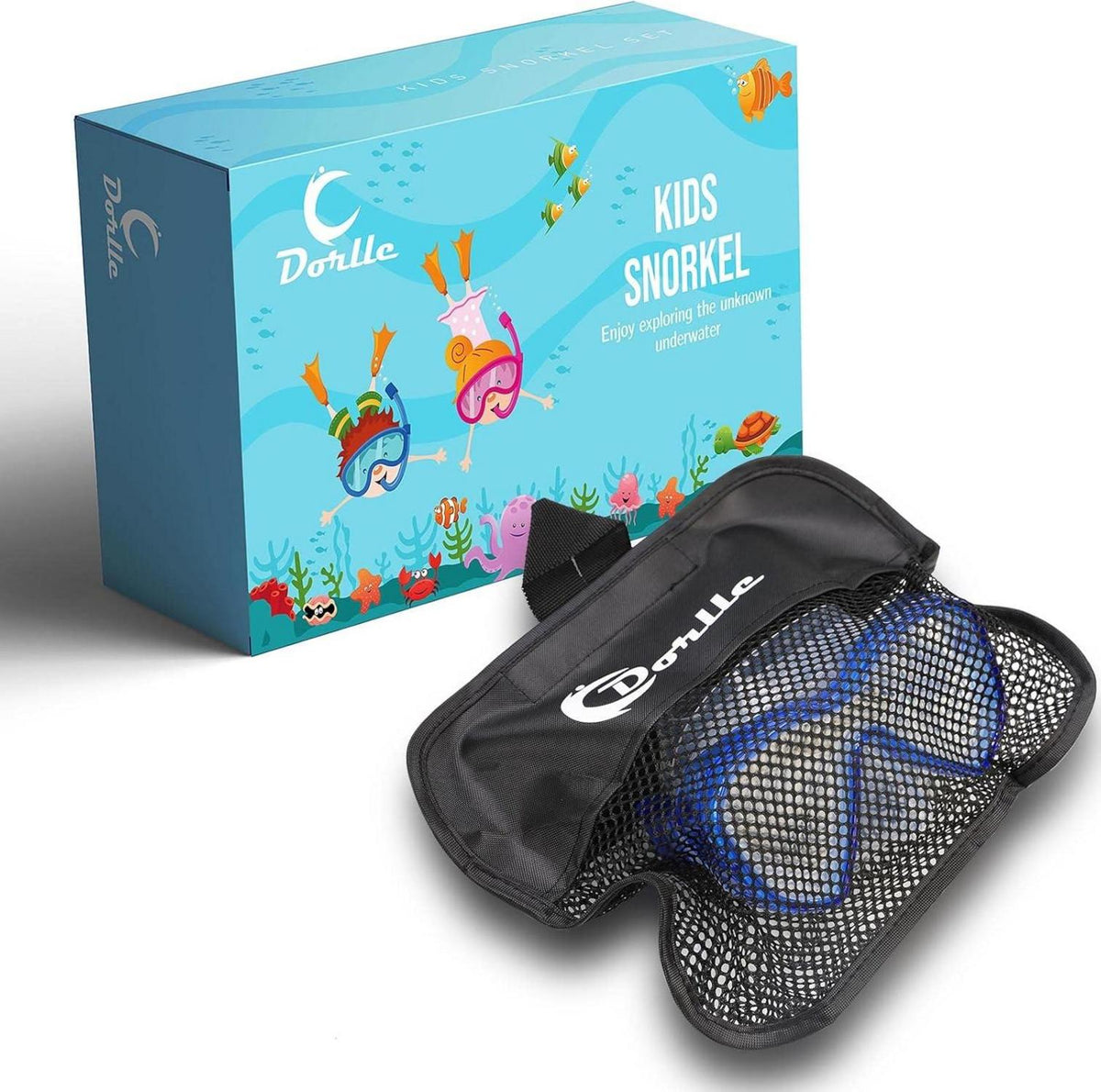 Kinder Taucherbrille Anti-Fog Schnorchelmaske Blau Tempered Glas
