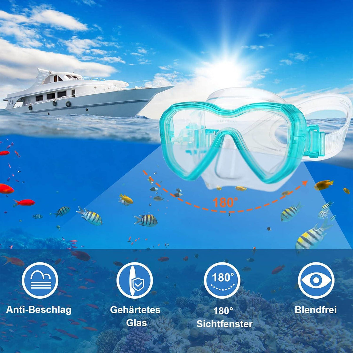 Kinder Taucherbrille Anti-Fog Wasserdicht Schwimmbrille