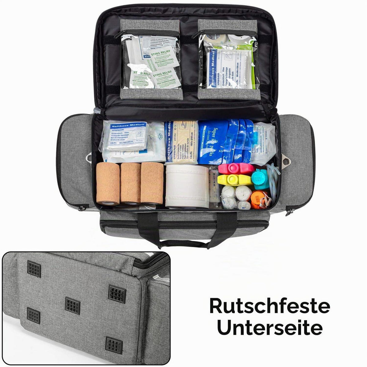 Professionelle Notfalltasche für Rettungskräfte – Grau