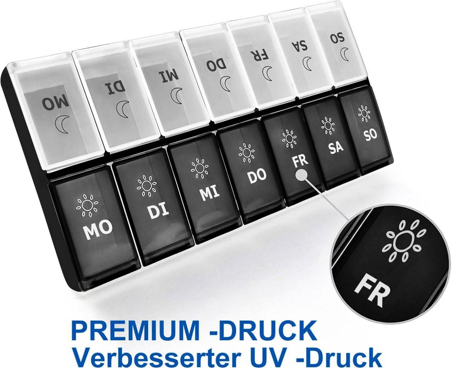 Tablettenbox 7 Tage Medikamentendose Groß XL Dispenser Vitamine BPA-frei