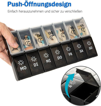 Tablettenbox 7 Tage XL Dispenser für Medikamente & Vitamine