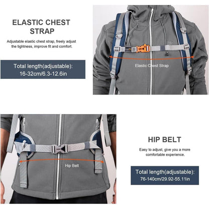 40L Trekkingrucksack Blau Orange - Outdoor Rucksack für Wandern & Reisen