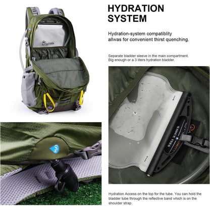 Trekkingrucksack 40L mit vielen Fächern, Armeegrün