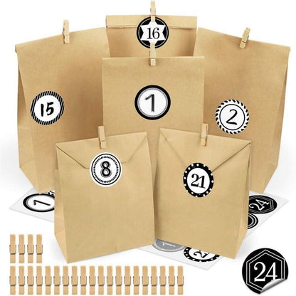 Adventskalender Kraftpapiertüten, 24 DIY Basteln Befüllen