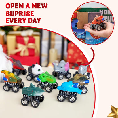 Adventskalender Kinder mit 24 Monster Truck Spielzeugen