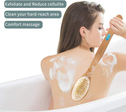 Ithyes Duschbürste Holz Langgriff Naturborsten Massage Peeling