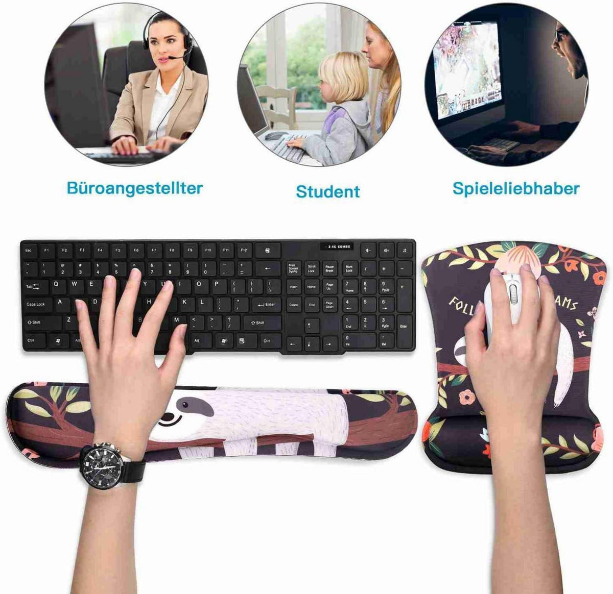Ergonomisches Gelkissen Mauspad und Tastatur Handgelenkauflage Set