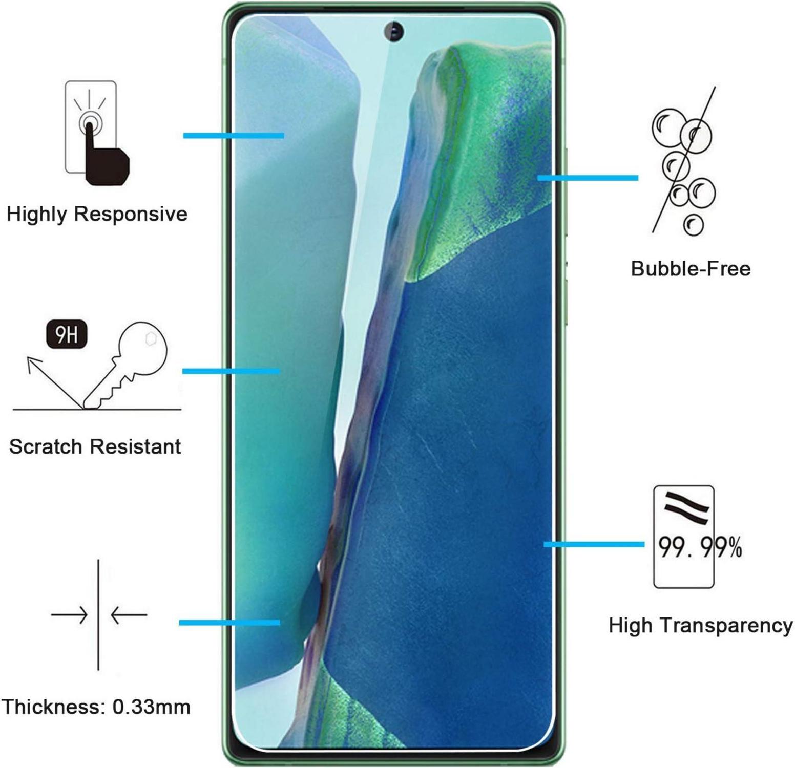 Panzer Schutz Glas Samsung Galaxy Note20 2 Stück 9H Härte