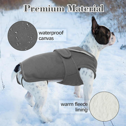 Hundemantel Winter Fleecejacke Reflektierend wasserdicht XS-3XL Grau