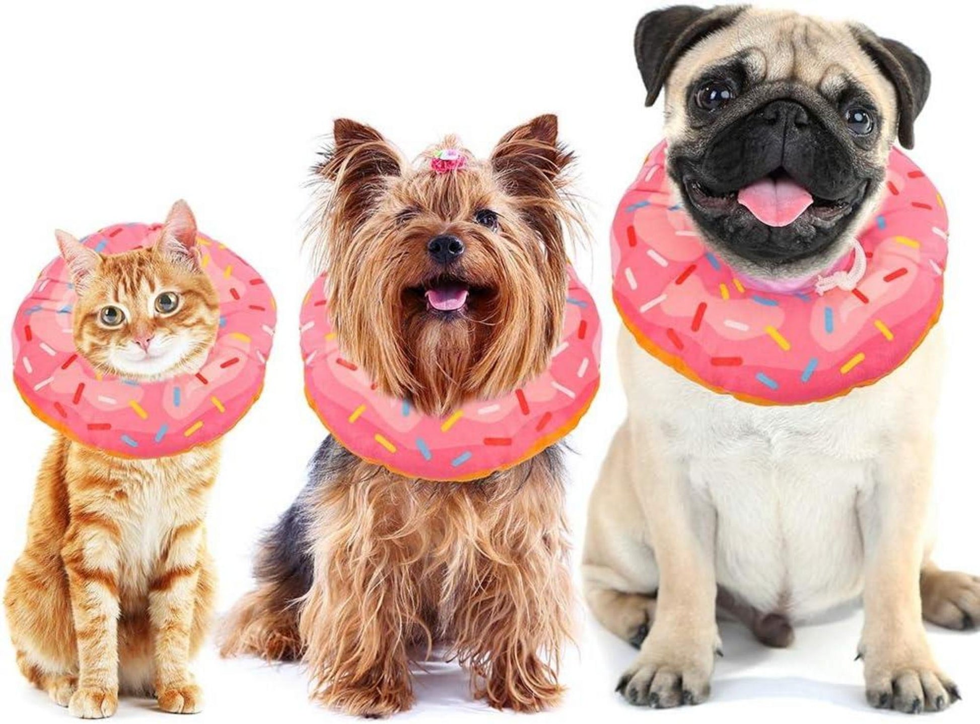 Katzen Halskrause Soft Weich Schutzkragen Rosa Donut einstellbar
