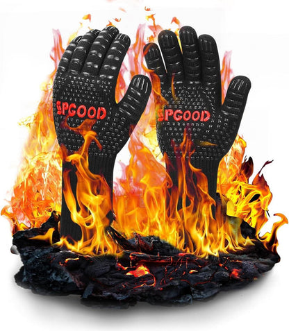 Hitzebeständige Grillhandschuhe 800 Grad für Küche BBQ Schwarz