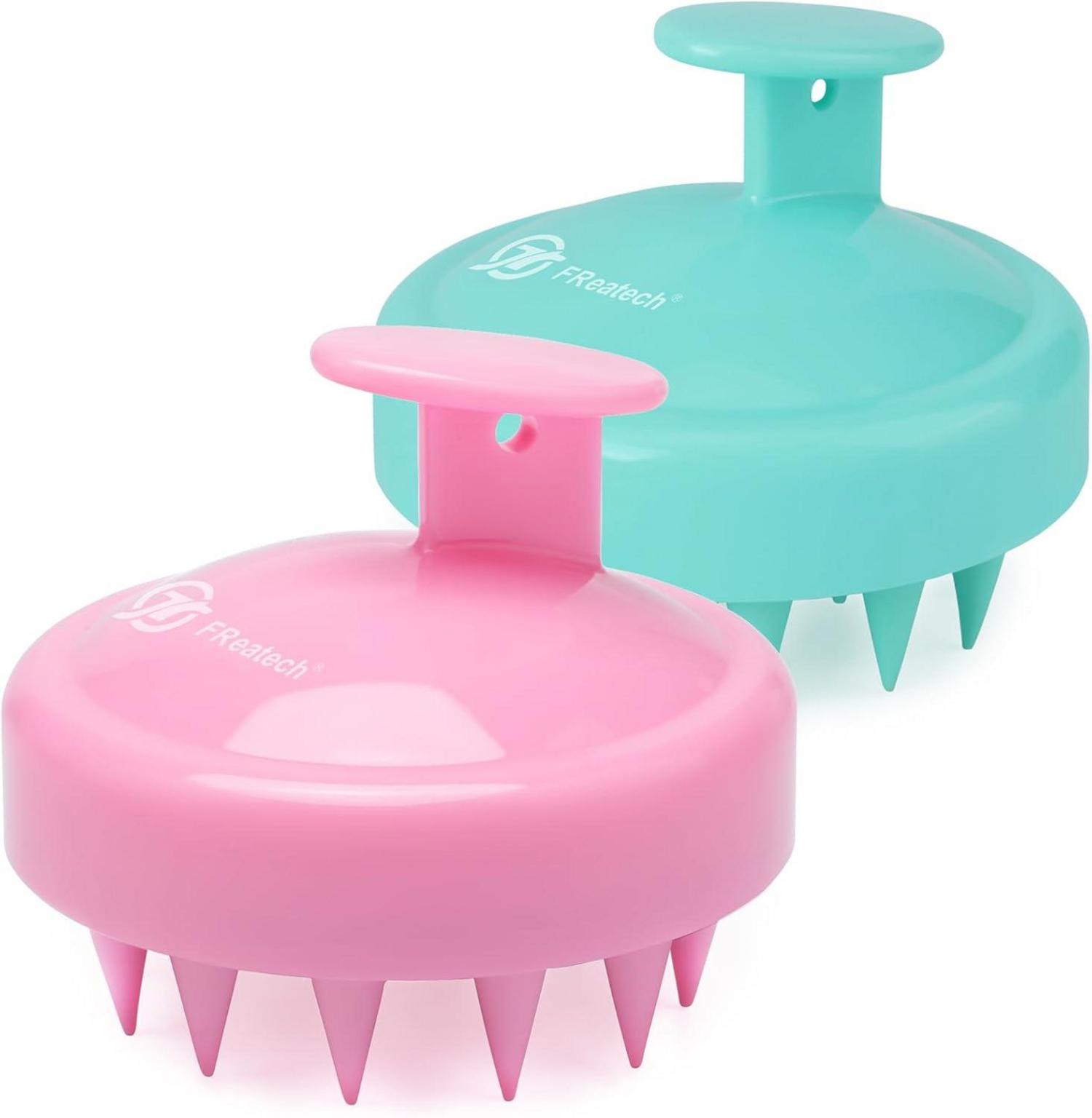 Silikon Shampoo Haarbürste für Peeling und Kopfmassage, Schwarz & Rosa