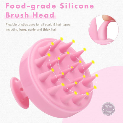 Silikon Shampoo Haarbürste für Peeling und Kopfmassage, Schwarz & Rosa