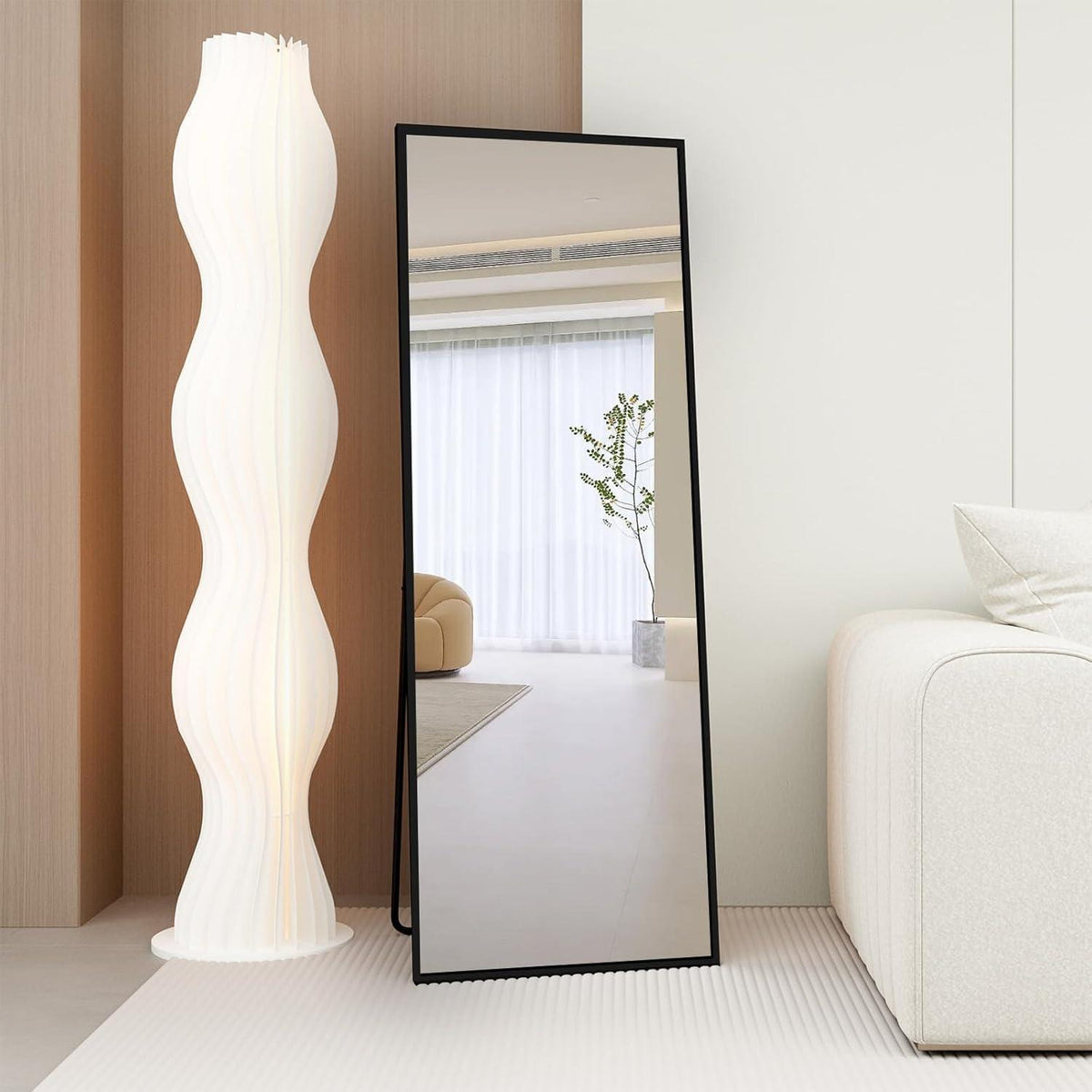 Ganzkörperspiegel 140x40cm – Freistehend, Hängend, Schwarz