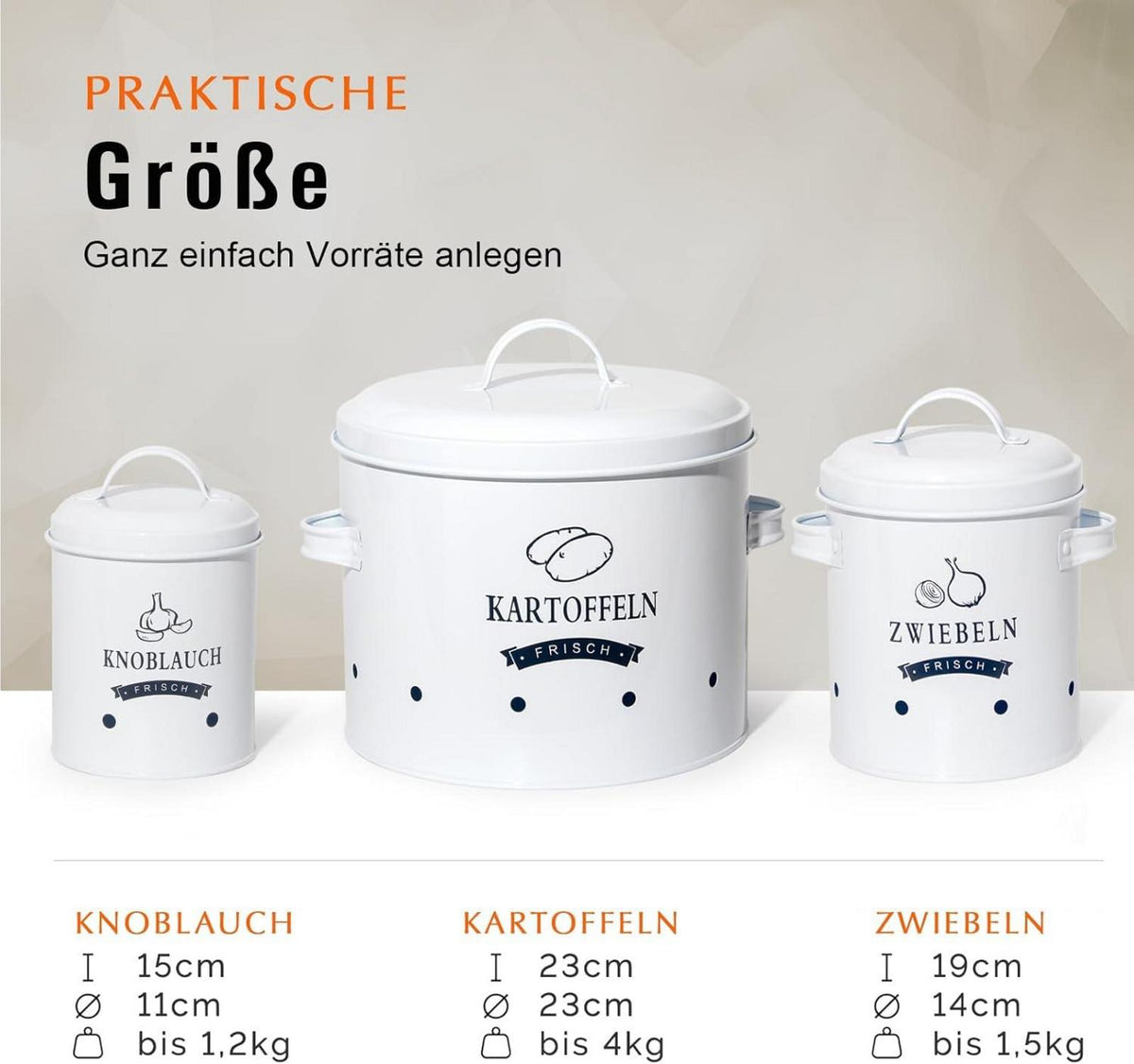 Theo&Cleo Kartoffel Zwiebel Knoblauch Vorratsdosen Set