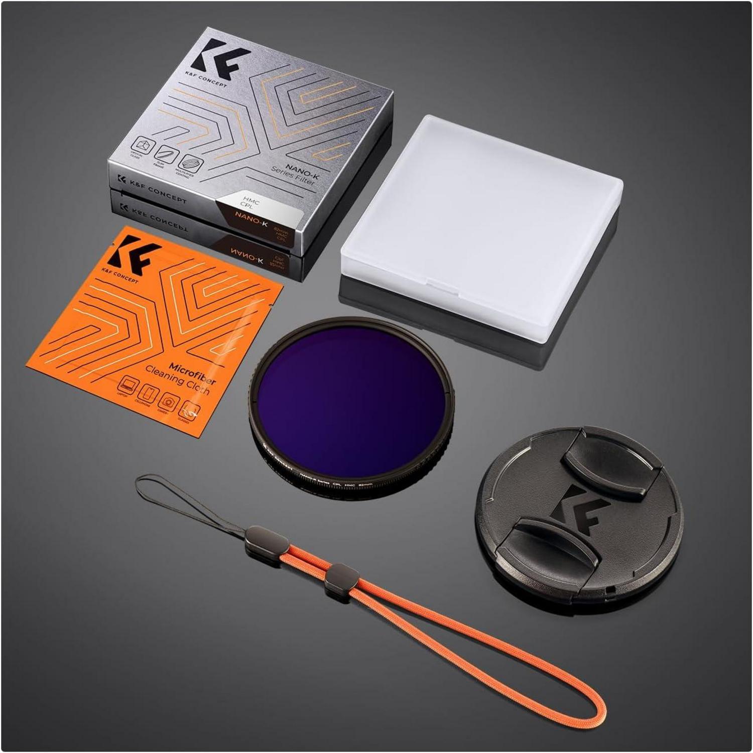 62mm Polfilter CPL mit Objektivdeckel und Reinigungstücher