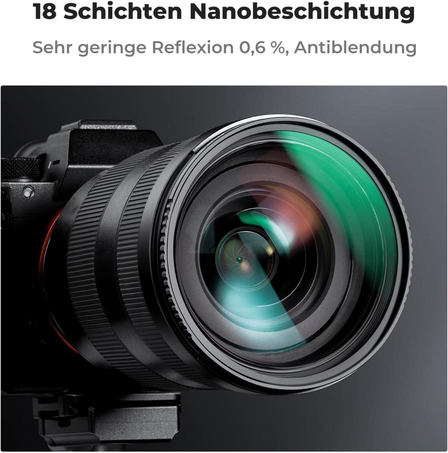 UV Filter 52mm mit Objektivdeckel, Reinigungstuch & Schutzfilter