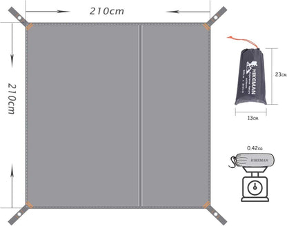 Zeltplane HIKEMAN Wasserdichtes Campingzelt Tarp Grau 210x210cm