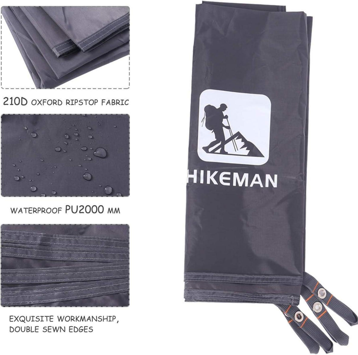 HIKEMAN Zeltplane Camping Mehrzweck Wasserdichtes Zeltunterlage Tarp 210x210cm