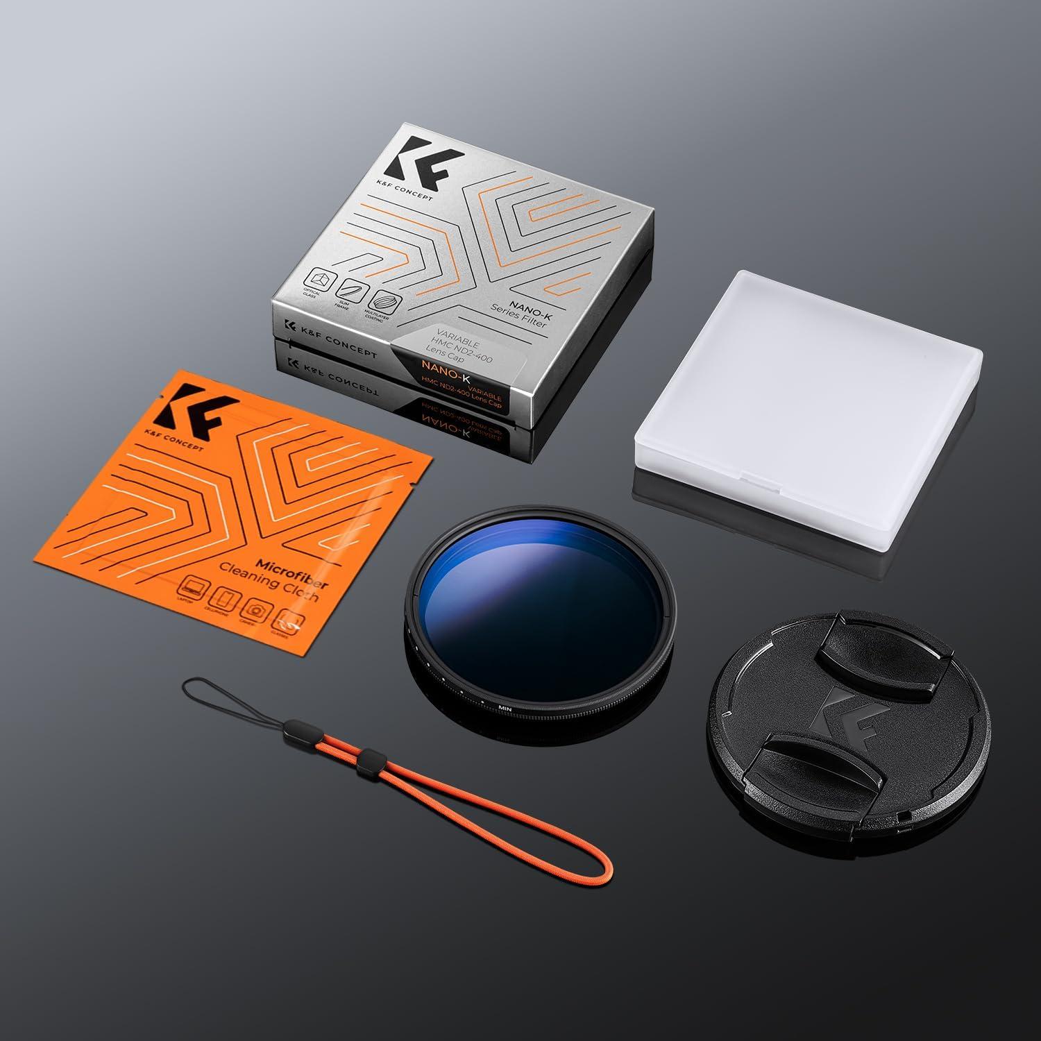 58mm Variabler ND Filter ND2-400 für Kameraobjektiv mit Objektivdeckel