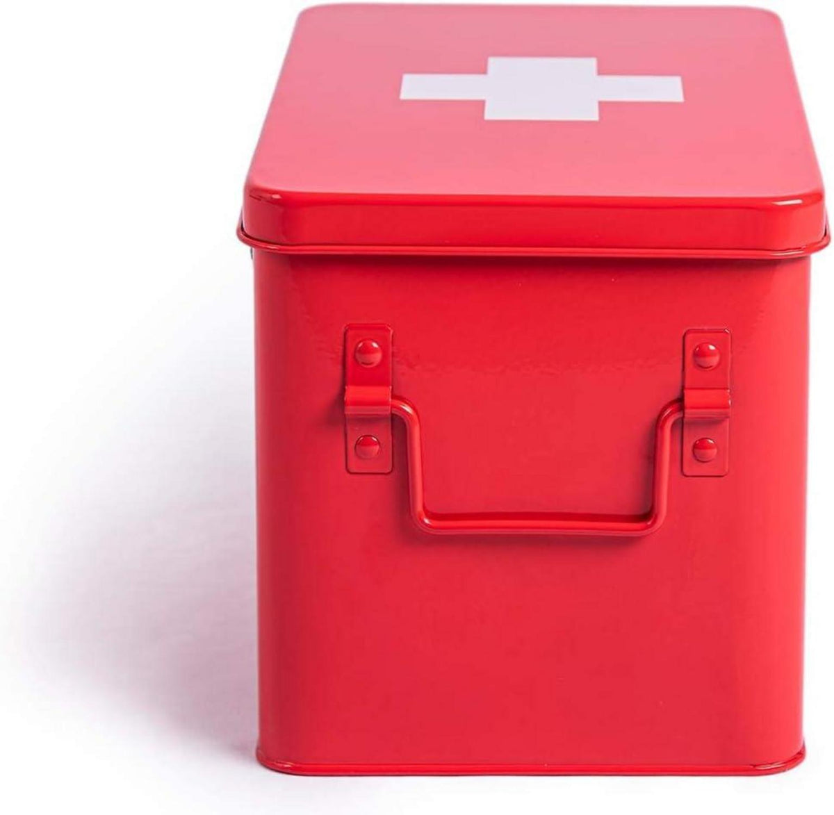 Theo&Cleo Medizin Box Metall Erste Hilfe Koffer XXL Retro Rot 32x19x20cm
