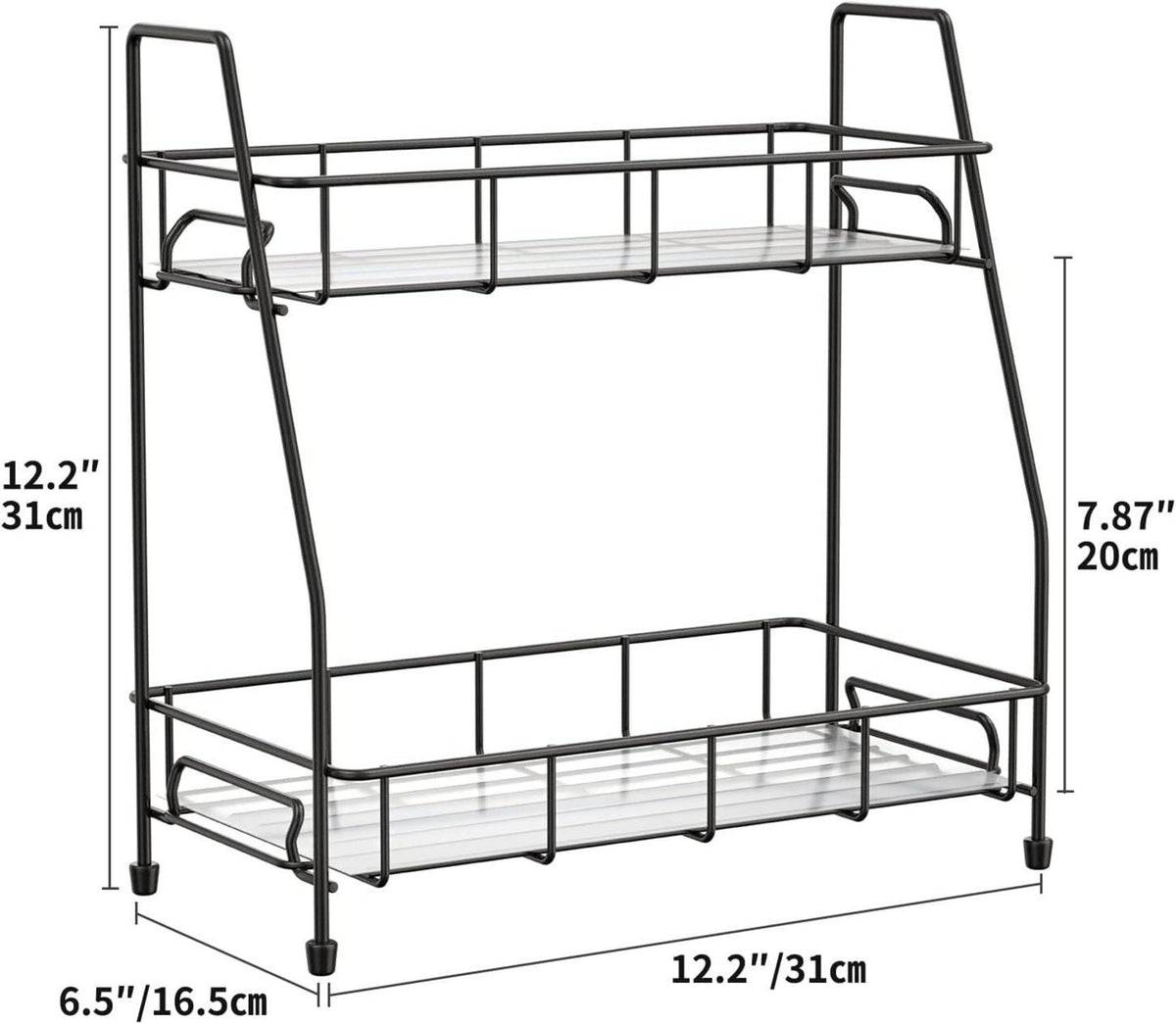 2 Etagen Gewürzregal Stehend Metall Organizer für Küche Schwarz
