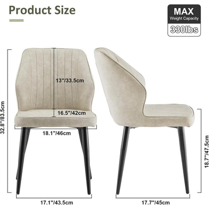 Esszimmerstühle 2er-Set Beige Ergonomisch in Lederoptik