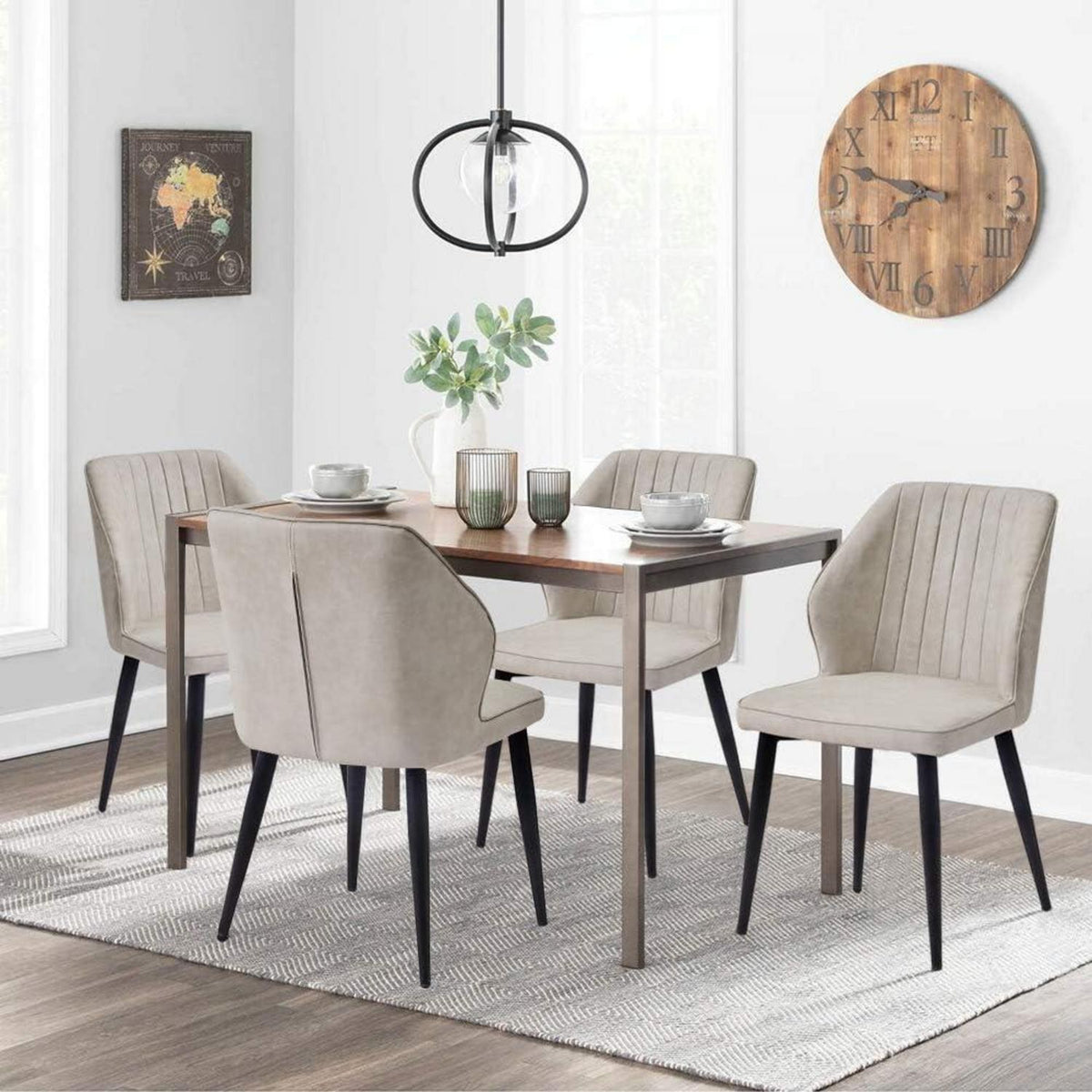 Esszimmerstühle 2er-Set Beige Ergonomisch in Lederoptik