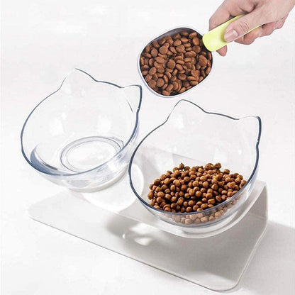 Geneigte Katzennäpfe mit Ständer Doppel-Katzenschalen Set