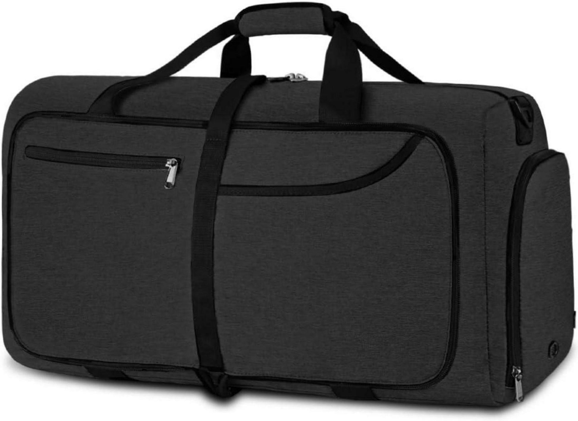NEWHEY Faltbare Reisetasche Schwarz 80L Weekender Sporttasche
