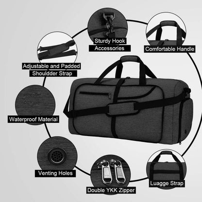 NEWHEY Große Faltbare Reisetasche 80L Sporttasche mit Schuhfach