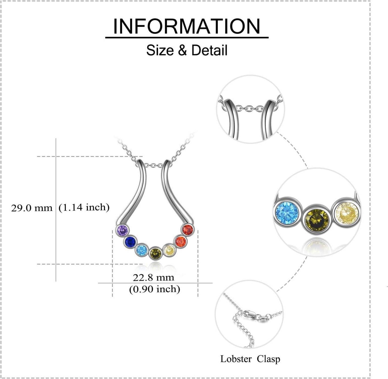 Ringhalter Halskette Sterling Silber 7 Chakra Anhänger Damen Mädchen Schmuck