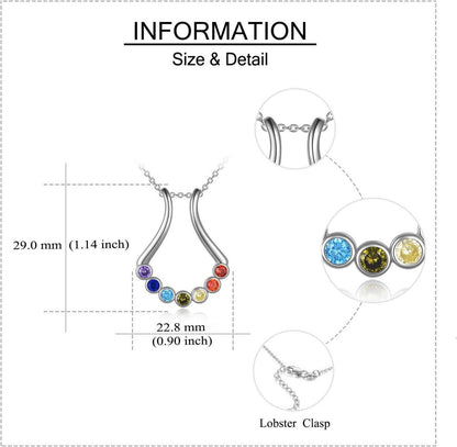 Ringhalter Halskette Sterling Silber 7 Chakra Anhänger Damen Mädchen Schmuck