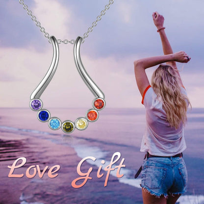 Ringhalter Halskette 925 Silber 7 Chakra Anhänger Kette Schmuck Geschenk