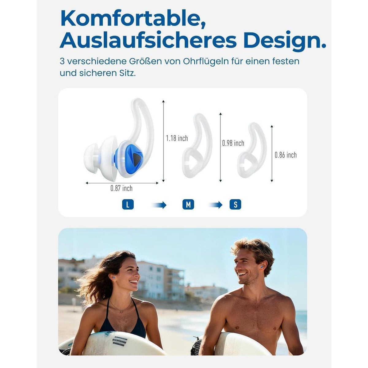 Wasserdichte Schwimm-Ohrstöpsel Set für Erwachsene – Blau