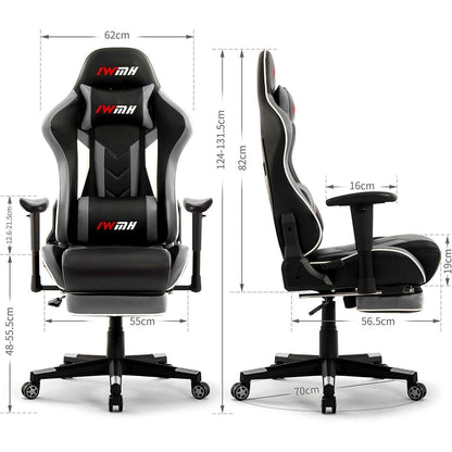 Ergonomischer Gaming Stuhl mit Fußstütze und