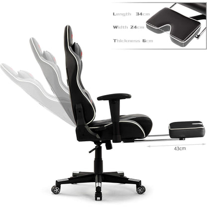 Ergonomischer Gaming Stuhl mit Fußstütze und