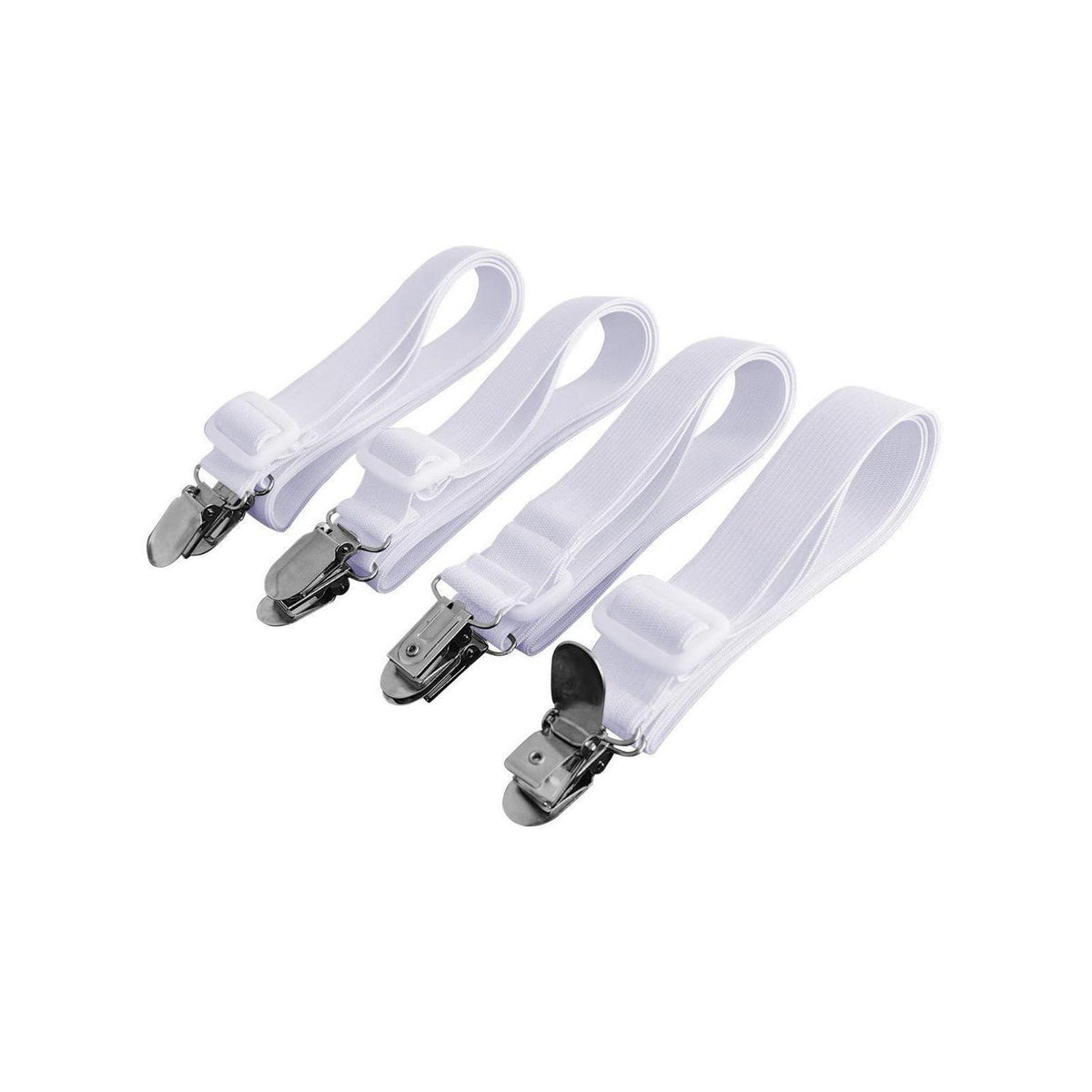4x Verstellbare Bettlakenspanner (30-120cm) – Weiß
