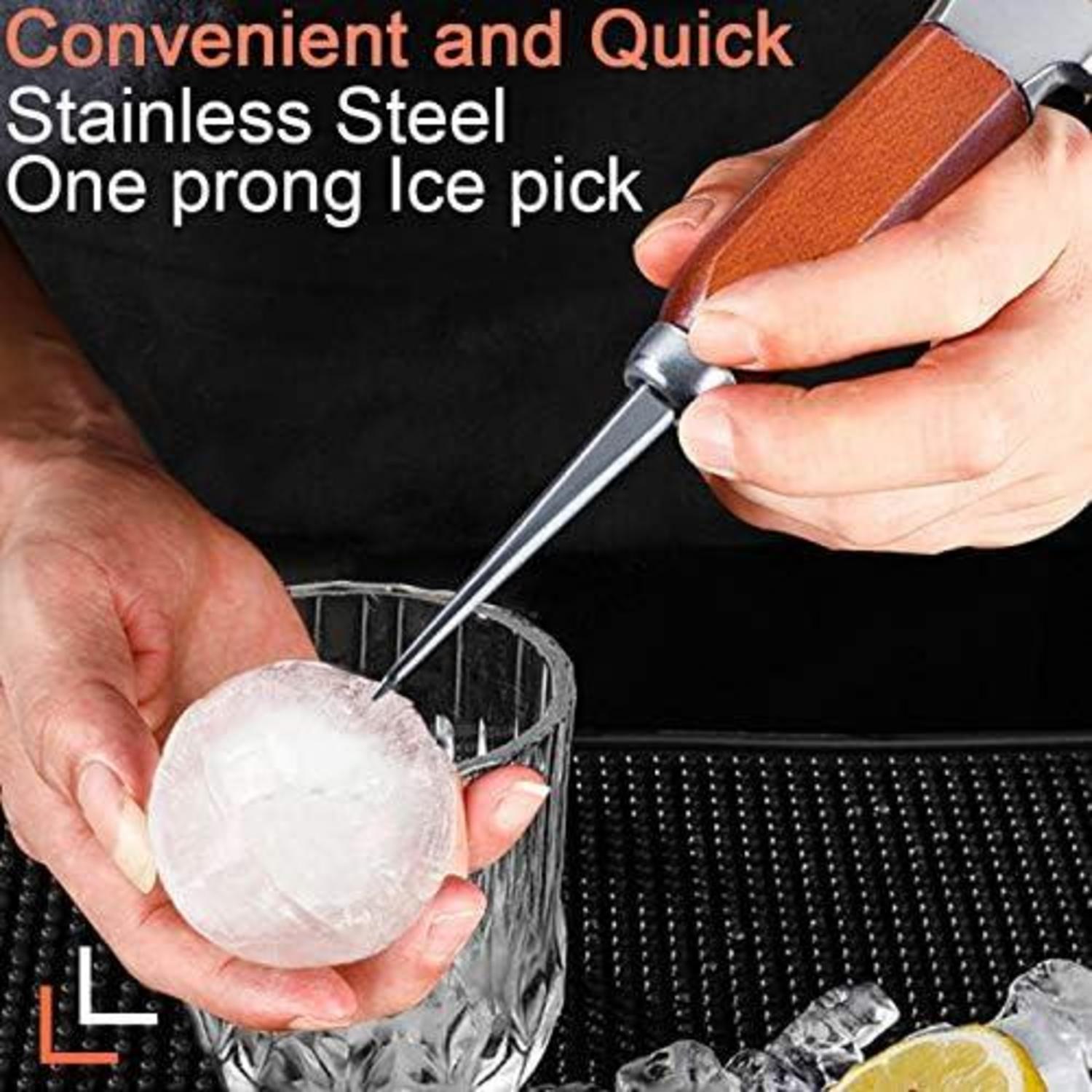 Eis Pickel-Set Edelstahl mit Holzgriff 5-18,2 cm 17,2 cm ideal für Bars und