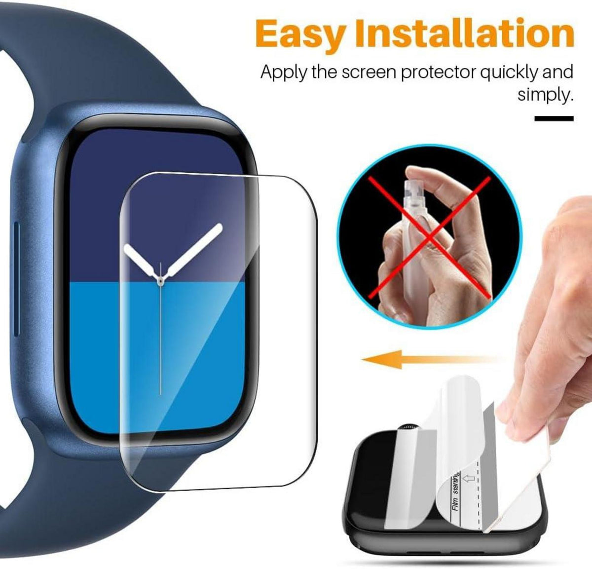 Schutzfolie für Apple Watch Series 7 45mm und iWatch Series 6/SE/5/4 44mm 8 Stück