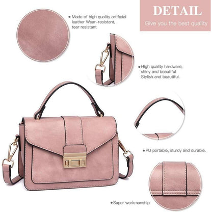 Elegante Damen Umhängetasche Klein Pink PU Leder