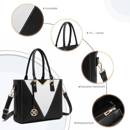 Miss Lulu Damen Handtasche V-förmiges Design Schultertasche
