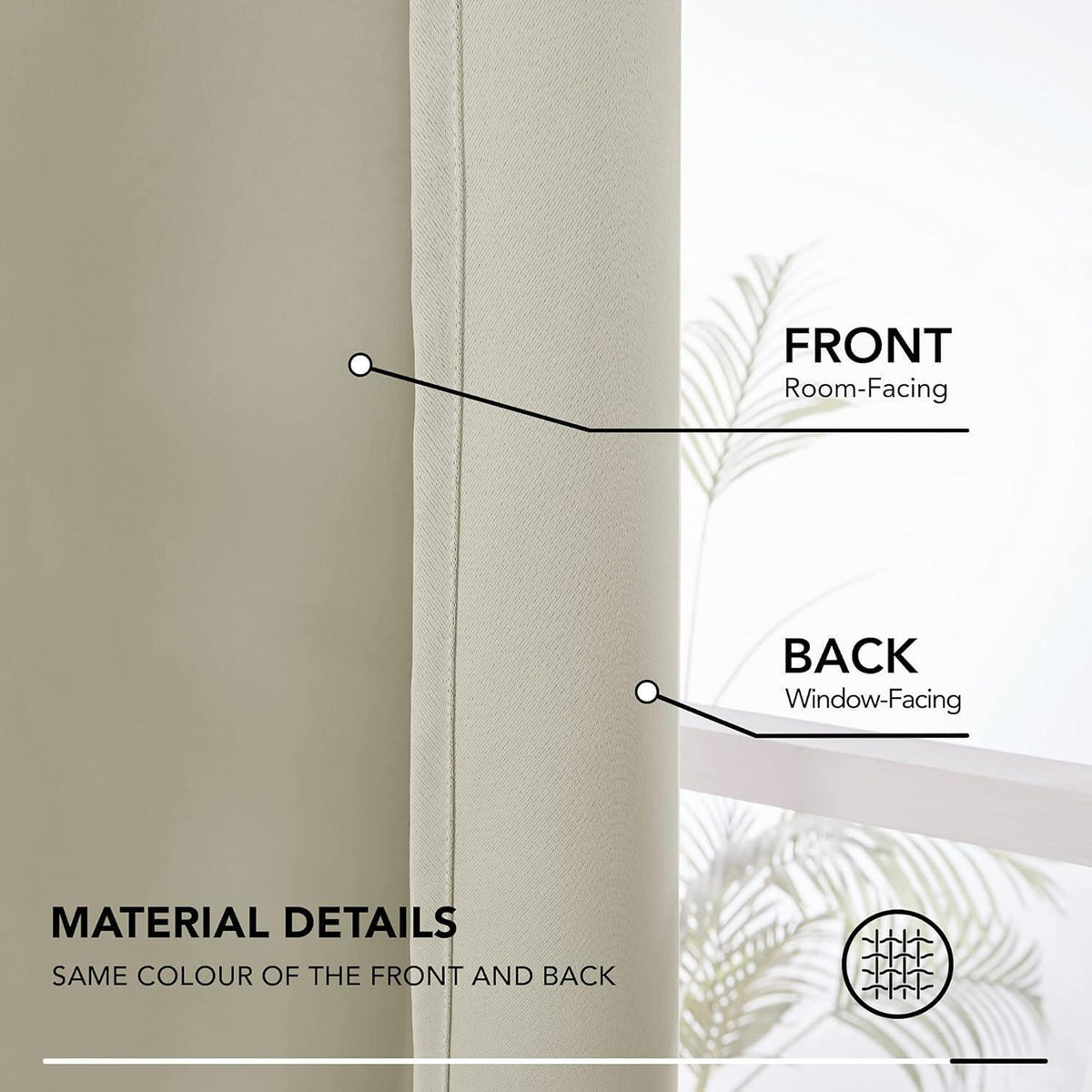 Verdunkelungsvorhang Set Hellbeige 229x229cm - Thermogardine Schallschutz