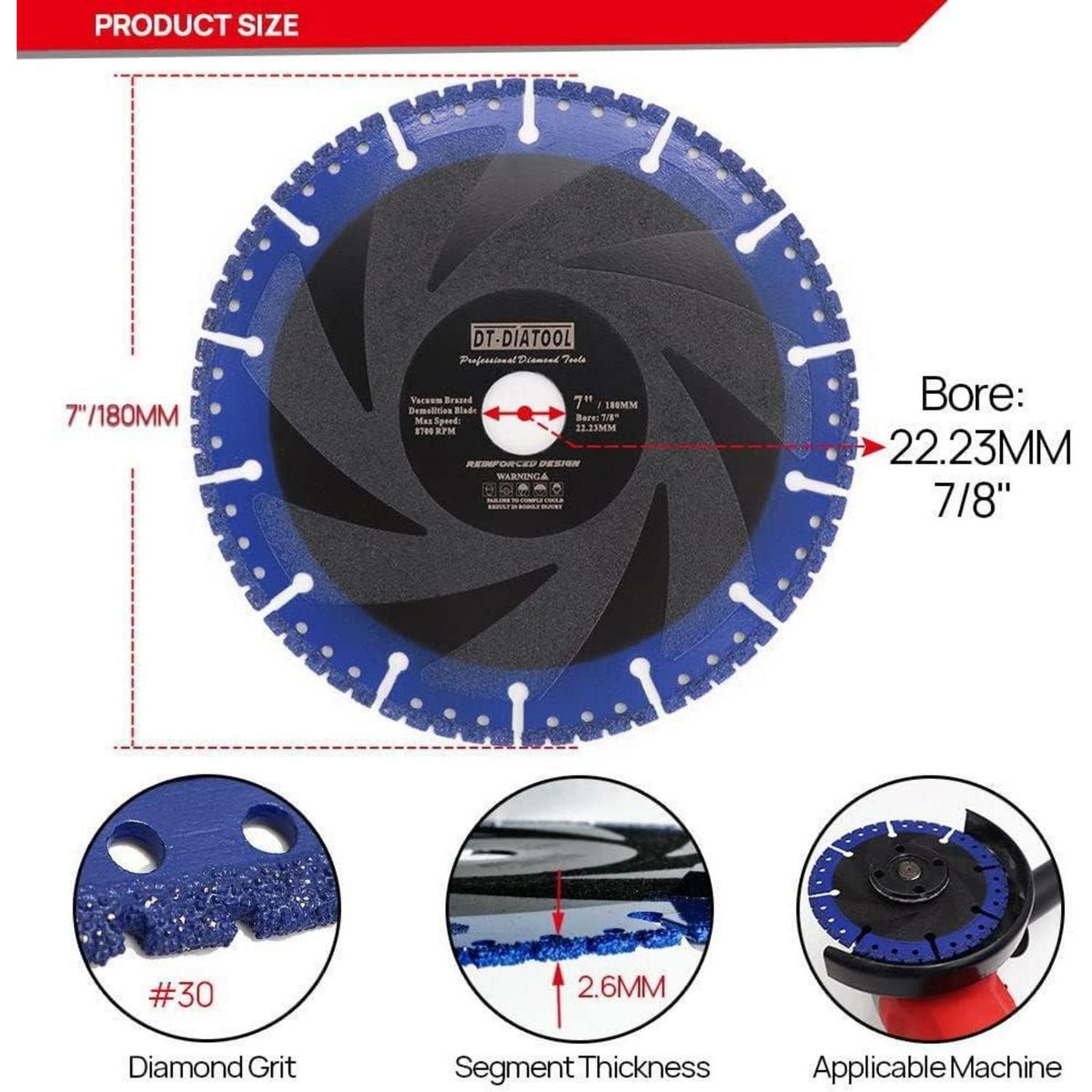 Diamant-Trennscheiben 2er-Set 180mm für Stahlbeton & Metall