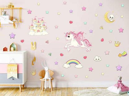 Leuchtsterne Wandtattoo Mädchen Einhorn Sternenhimmel